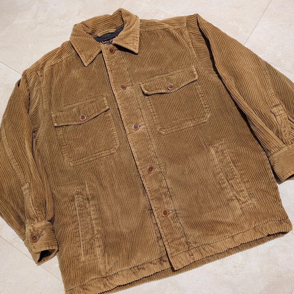 Abercrombie & Fitch A&F Men L Large Brown Barn Chore Fleece Quilted Lined Jacket